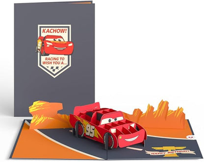 Lovepop Happy Birthday Pop-Up Card for Her and Him- 3D Disney Birthday Greeting Cards for Boys, Girls, Men, Women - Cars Kachow - 5" x 7" Lightning McQueen Card - Blank Note Card & Envelope Included