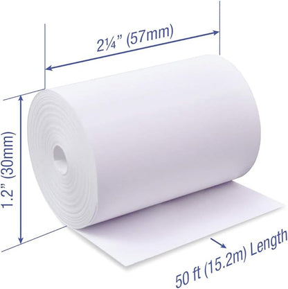 2 1/4 x 50 feet x 200 rolls CORELESS BPA Free Thermal Paper Rolls for Handheld Thermal Receipt Paper Printers. 30mm diameter