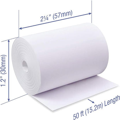 2 1/4 x 50 feet x 100 rolls CORELESS BPA Free Thermal Paper Rolls for Handheld Thermal Receipt Paper Printers. 30mm diameter