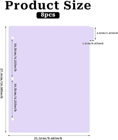 3 Ring Pink Binder Dividers with 8-Tabs, A4 Purple Binder Dividers, Sturdy Plastic Dividers, Aesthetic Dividers for Binder, Suitable for Notebooks and Binders, Tabs for Binder, 3 Hole Punch(Purple,A4)