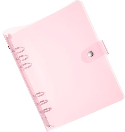PATIKIL A5 Clear Binder Cover, Soft PVC Loose Leaf Binder Protector Refillable Notebook Shell with Snap Button Closure for DIY Meeting Notebook Folder, Pink