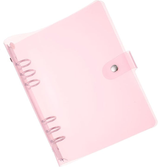 PATIKIL A5 Clear Binder Cover, Soft PVC Loose Leaf Binder Protector Refillable Notebook Shell with Snap Button Closure for DIY Meeting Notebook Folder, Pink