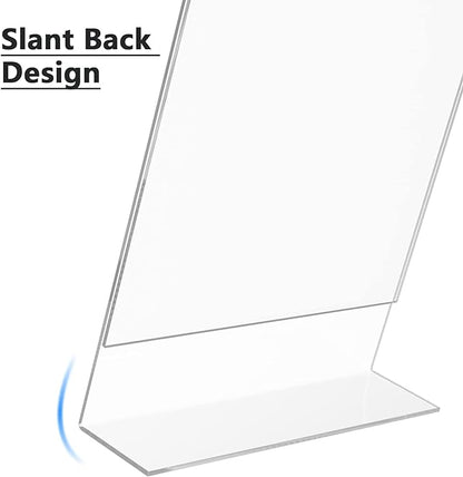 MaxGear Sign Holder 8.5x11 inches, Acrylic Sign Holder Slant Back Sign Holder Clear Sign Holder Plastic Paper Holder with Plastic Card Display for Office, Store, 5 Pack