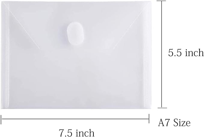 5x7 Small Plastic Envelopes Hook Loop Closure Receipt Storage Holder 60 Pack