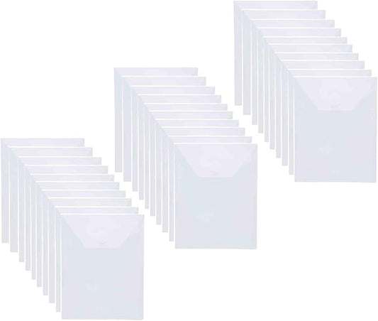 7''x5'' Vertical Clear Plastic Envelopes Hook Loop Closure Receipt Sticker Storage Holder 30 Pack