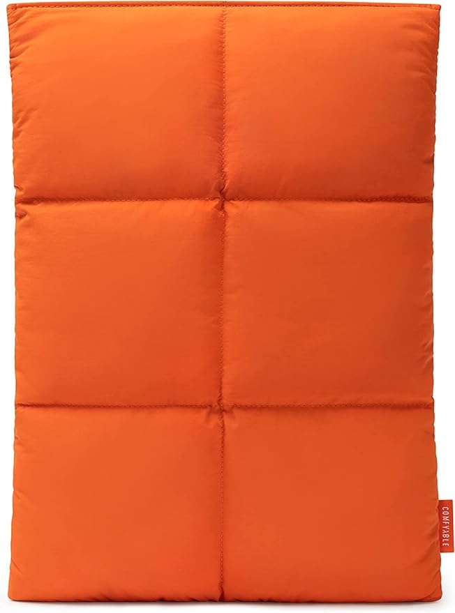Comfyable Puffy Laptop Sleeve 13 Inch 14 Inch, Quilted Puffer Laptop Carrying Case for Women, Pillow Case Compatible for MacBook Air M3 2024 M2 M1, MacBook Pro M4 Pro/Max, 13 in 14 in Cover, Orange