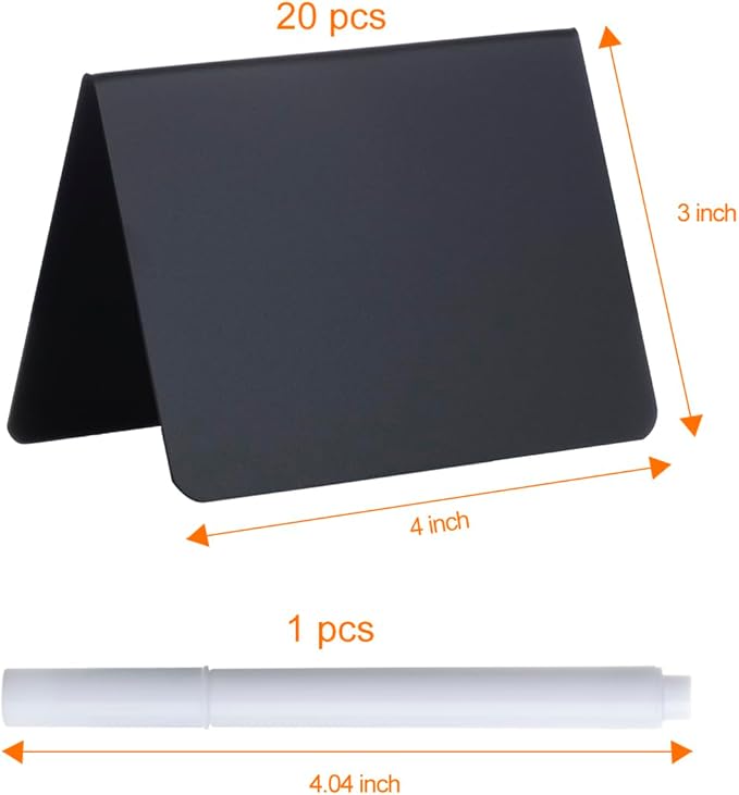 20 Pack Mini Chalkboard Signs, 4"x3" Small Chalkboard Signs for Food Buffet Party, Tabletop Chalkboard Signs Food Labels for Wedding Bakery Buffet, Easy to Write and Wipe Off