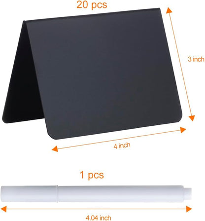 20 Pack Mini Chalkboard Signs, 4"x3" Small Chalkboard Signs for Food Buffet Party, Tabletop Chalkboard Signs Food Labels for Wedding Bakery Buffet, Easy to Write and Wipe Off