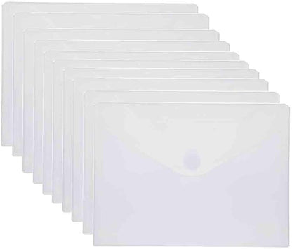 9x7 Clear Plastic Envelopes Hook Loop Closure Receipt Stickers Storage Holder 10 Pack