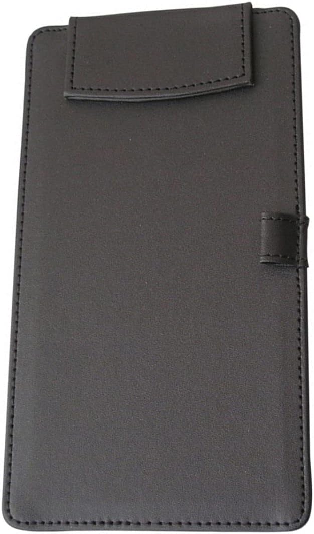 PU Leather Clipboard 8.6" X 4.7" - A6 Long File Clip Folder Document Organizer Writing Pad Office Business Card Holder - Magnetic Conference Pad with Pen Holder - Black