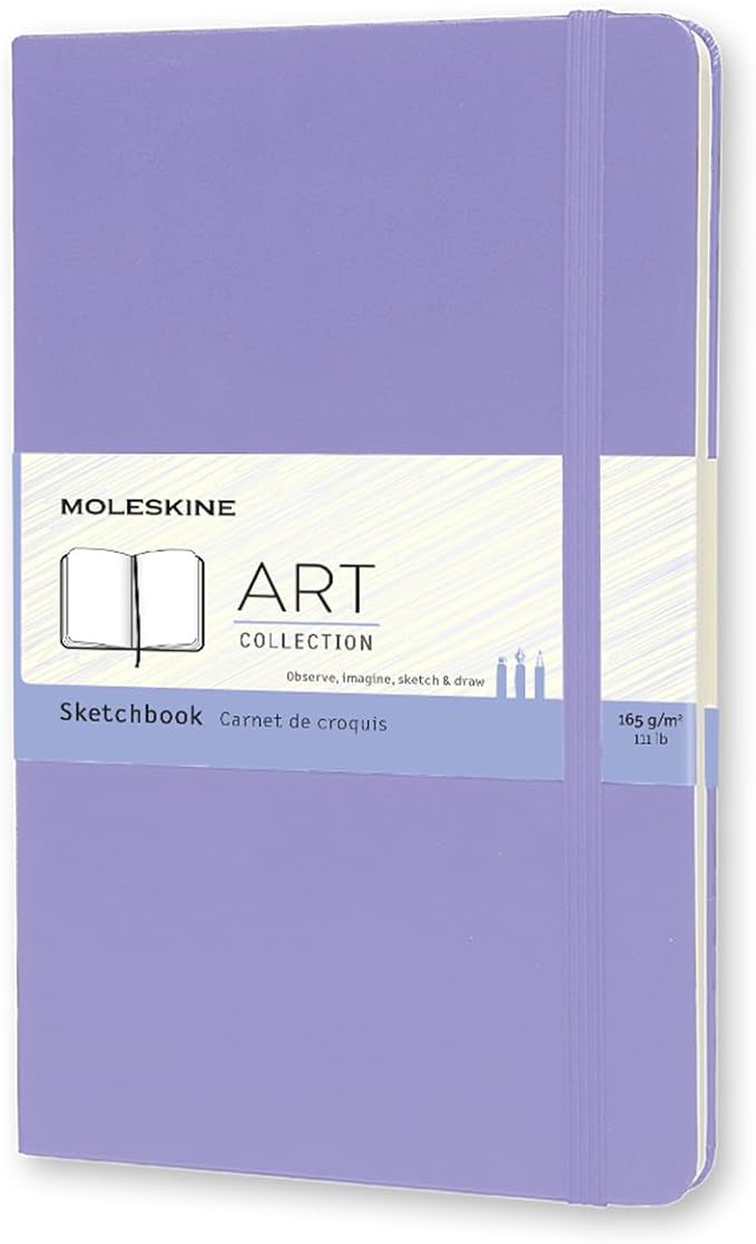 Moleskine Art Sketchbook, Hard Cover, Plain, Large, (5” x 8.25”), Wisteria Violet