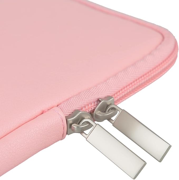 RAINYEAR 15.6 Inch Laptop Sleeve Soft PU Leather Case Protective Water Resistant Zipper Padded Cover Carrying Bag Compatible with 15.6" Notebook Computer Chromebook(Pink)