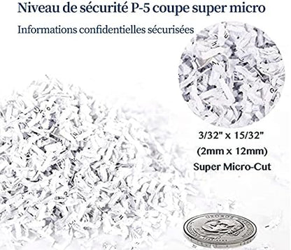 WOLVERINE 8-Sheet Super Micro Cut High Security Level P-5 Ultra Quiet Paper/Credit Card Home Office Shredder with 4.5 gallons Pullout Waste Bin SD9101 (Black)