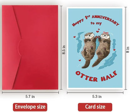 Happy 1st Anniversary Card Gift for Husband,Wife,First Anniversary Card for Boyfriend or Girlfriend,Romantic One Year Wedding Anniversary Card for Women Men Him Her