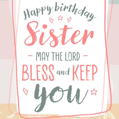 Prime Greetings Religious Birthday Card For Sister, Made in America, Eco-Friendly, Thick Card Stock with Premium Envelope 5in x 7.75in, Packaged in Protective Mailer