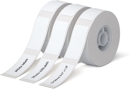 NIIMBOT D11 Label Maker Tape Adhesive White Label Paper 0.47" X 1.18" (12 X 30mm) 210 Labels/Roll, Compatible for NIIMBOT D11 D110 Label Printer, Thermal Paper Black on White, 3-Roll