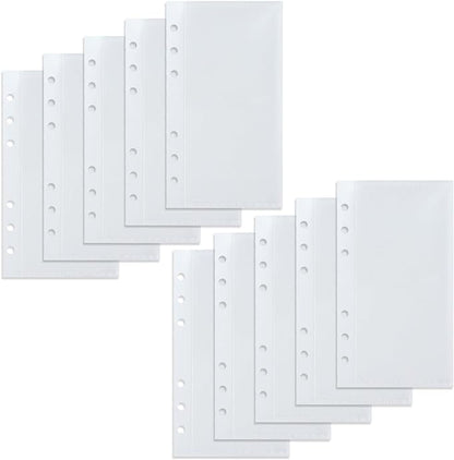 A6 Binder Pockets with No Zipper, Koqye Blue 10 Pcs Plastic Zipless Budget Envelopes, Two Pockets Frosted Cash Envelopes Money Bag for Budgeting, Cash Stuffing (Clear Frosted-2set)