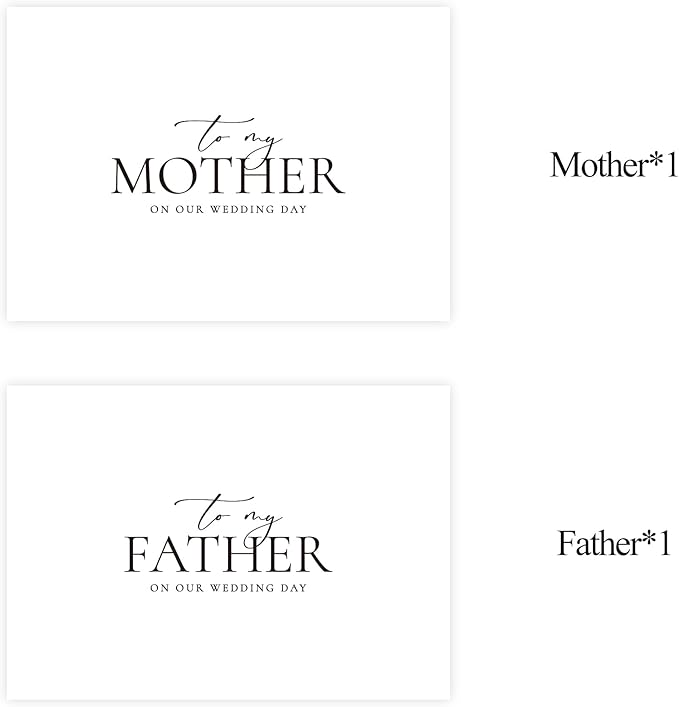 Set of 2 Wedding Day Card for Parents, Parents Of The Bride/Groom Gifts, To My Father On Our Wedding Day, To My Mother On Our Wedding Day.（Father/Mother A）