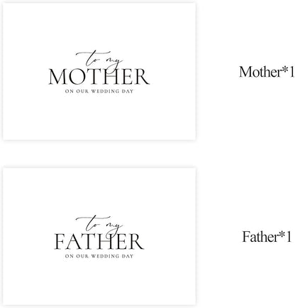 Set of 2 Wedding Day Card for Parents, Parents Of The Bride/Groom Gifts, To My Father On Our Wedding Day, To My Mother On Our Wedding Day.（Father/Mother A）