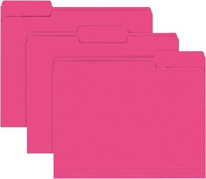 File Folder, RAZCC 150 Pack 1/3 Cut Tab File Folders Letter Size, Magenta, Folders with Tab, Great for Organizing and Easy File Storage