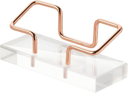 Business Card Holder for Desk, Modern Card Organizers and Office Desk Accessories for Men and Women (Rose Gold)