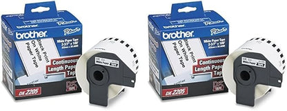 Brother Genuine, DK-2205 Continuous Paper Label Roll, Cut-to-Length Label, 2.4” x 100 Feet, (1) Roll Per Box (Pack of 2)