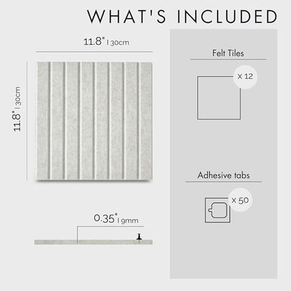 Large Cork Boards for Walls Black Felt Board Alternative - Slat Wall Paneling, Felt Bulletin Board Tiles for Office Decor, Push pin Board Office Wall Organizer -12-Pack (Ivory Tan)