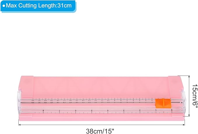PATIKIL Paper Trimmer, Plastic Portable A5 Paper Cutter Slicer Tool with Side Ruler for Scrapbooking Craft Paper Photo Cardstock Label, Pink