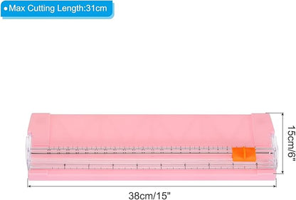 PATIKIL Paper Trimmer, Plastic Portable A5 Paper Cutter Slicer Tool with Side Ruler for Scrapbooking Craft Paper Photo Cardstock Label, Pink