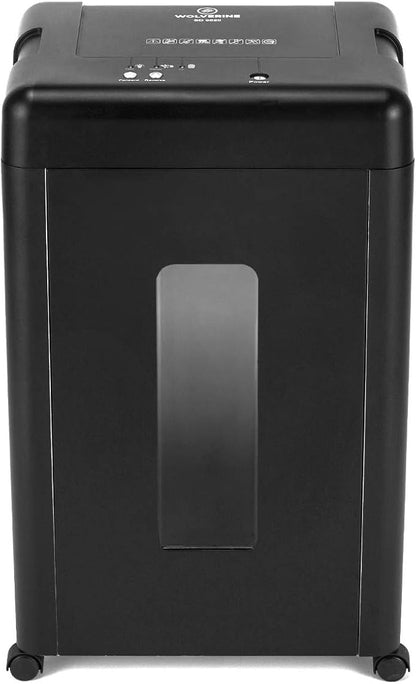 WOLVERINE 15-Sheet Super Micro Cut High Security Level P-5 Heavy Duty Paper/CD/Card Shredder for Home Office, Ultra Quiet by Manganese-Steel Cutter and 8 Gallons Pullout Waste Bin SD9520 (Black ETL)