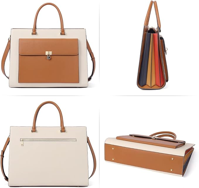 CLUCI Briefcase for Women Vegan Leather 15.6 Inch Laptop Bag Large Pocket Business Ladies Shoulder Bag