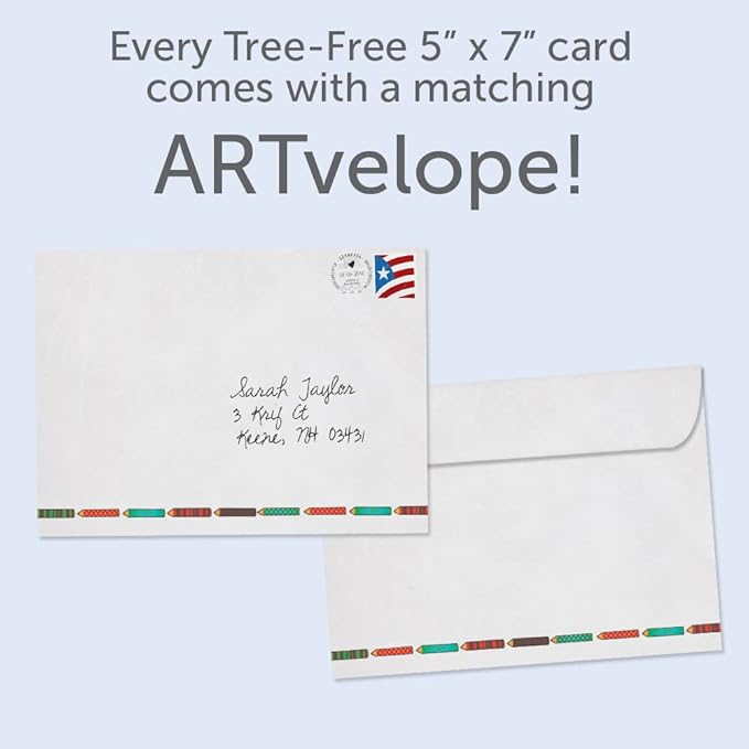 Tree-Free Greetings Teacher Appreciation Cards - Artful Designs - 2 Cards + Matching Envelopes - Made in USA - 100% Recycled Paper - 5"x7" - Lighthearted, For Teacher, Teacher Thanks (GT64454)