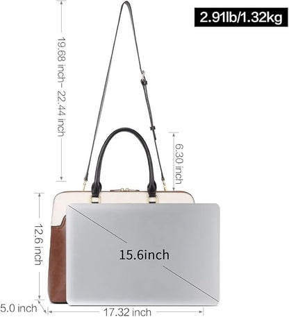 CLUCI Leather Briefcase for Women 15.6 Inch Laptop Business Vintage Slim Ladies Shoulder Bag