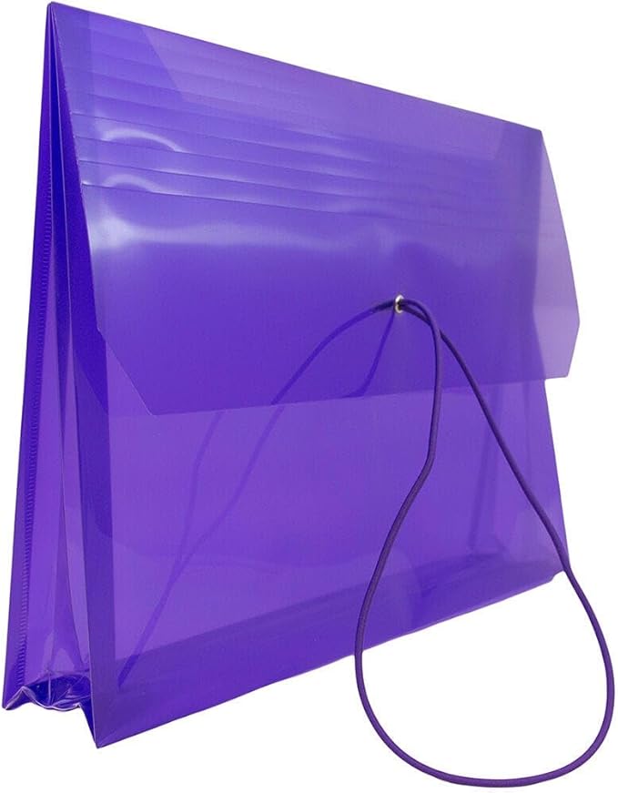 JAM PAPER Plastic Expansion Envelopes with Elastic Band Closure - Letter Booklet - 9 3/4 x 13 with 2.5 Inch Expansion - Purple - 3/Pack