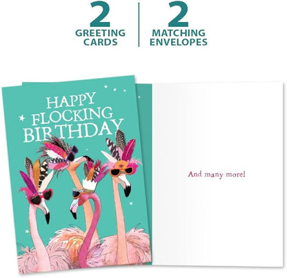 Tree-Free Greetings - Birthday Cards - Artful Designs - 2 Cards + Matching Envelopes - Made in USA - 100% Recycled Paper - 5 x 7 - Flocking Birthday (GT61243)