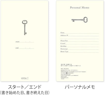 Midori 12396006A Diary, For 5 Year Rows, Door, Black, With Buver