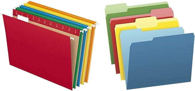 Pendaflex Hanging File Folders and Two-Tone Color File Folders Bundle (25 + 36 Pack)