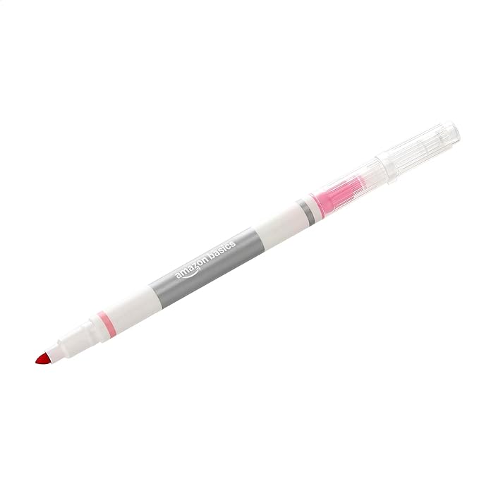 Amazon Basics Erasable Highlighters Assorted Colors, Dual Tip, 12-Pack, Office and School Supplies for Note-Taking