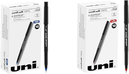 Uniball Onyx Rollerball Fine Point Gel Ink Pen Pack, Blue and Red, 0.7mm, 12 Count