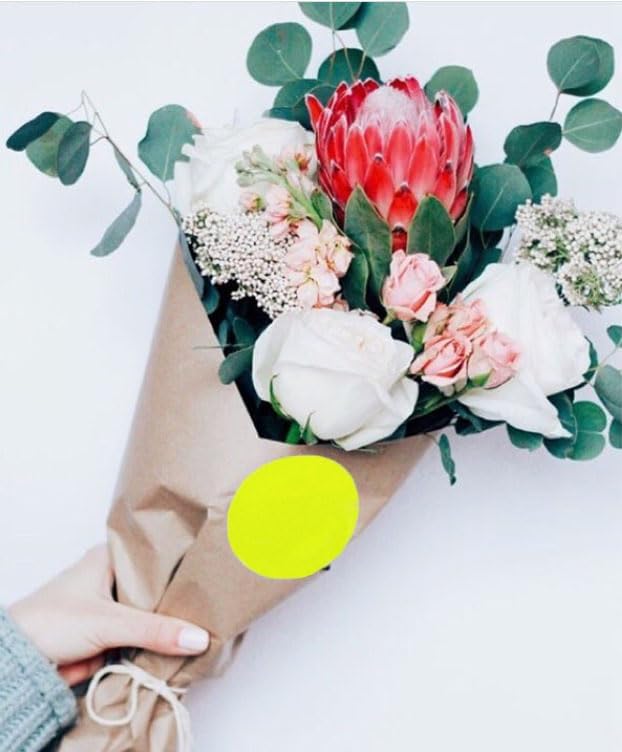 ChromaLabel 3 Inch Circle Sticker Labels, High Visibility Round Colored Stickers, Permanent Labels - 500 Sticky Dots per Roll, Fluorescent Yellow Dot Stickers