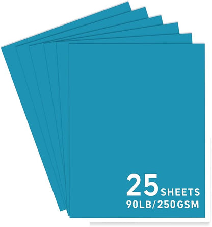 25Sheets Blue Cardstock Paper, 8.5 x 11 Card stock for Cricut, Thick Construction Paper for Card Making, Scrapbooking, Craft 90 lb / 250 gsm