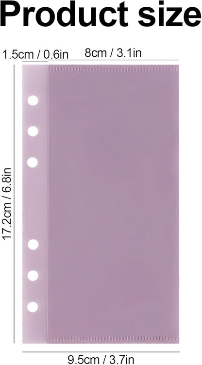 A6 Binder Pockets with No Zipper, Koqye Blue 10 Pcs Plastic Zipless Budget Envelopes, Two Pockets Frosted Cash Envelopes Money Bag for Budgeting, Cash Stuffing (Purple-2set)