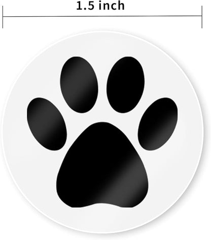 Paw Print Stickers,1.5" Clear Round Bear Paw Print Stickers Dog Puppy Paw Stickers Bear Paw Stickers with Perforation Line (500PCS,Black)