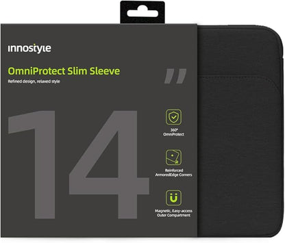 Protective 14 Inch Laptop Sleeve for 14 MacBook Air/Pro, 14 HP Dell Lenovo Asus Notebook - Shockproof, Water-Resistant with Accessory Pocket (Black, 14 inch)