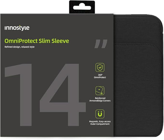 Protective 14 Inch Laptop Sleeve for 14 MacBook Air/Pro, 14 HP Dell Lenovo Asus Notebook - Shockproof, Water-Resistant with Accessory Pocket (Black, 14 inch)