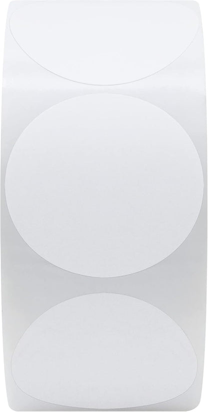 Hybsk 1.5 inch Circle Color Direct Thermal Stickers Shipping Labels for Barcodes,Name Tag,DIY Logo Design,Inventory– Compatible with Zebra,Rollo,Munbyn,and More-1000 pcs (1.5 inch,White)