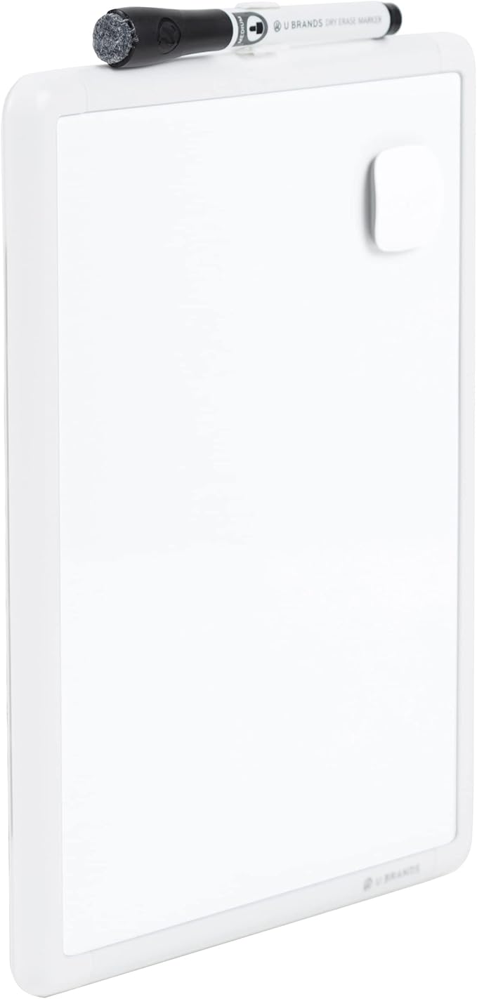 U Brands Contempo Magnetic Dry Erase Board, 8.5"x11", White Modern Frame, Includes Magnet and Marker
