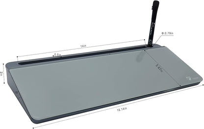 TOWON Small Tilted Desktop Glass Whiteboard, Notepad Computer Keyboard Stand with Dry Erase Board Surface, Desk Organizers with Accessories for Office, Home, School Supplies, Gray, 18 x 6 Inches