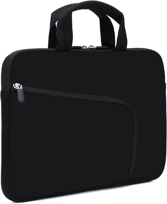 11.6" 12.2 inches Laptop Sleeve Chromebook Case Ultrabook Case Notebook Sleeve Tablet Case Neoprene Handle Sleeve for Men Women, Two Pockets Fit Apple MacBook Air Samsung Acer HP DELL(Black)
