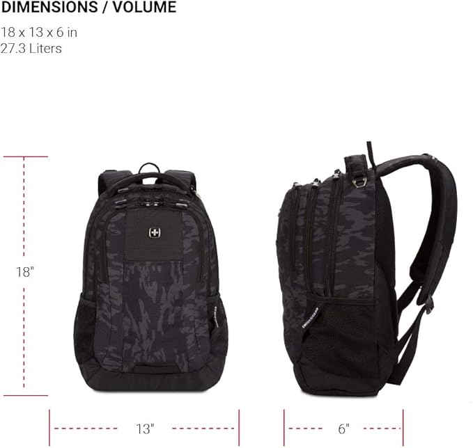 SwissGear Cecil 5505 Laptop Backpack, Black Cod/Camo, 18-Inch